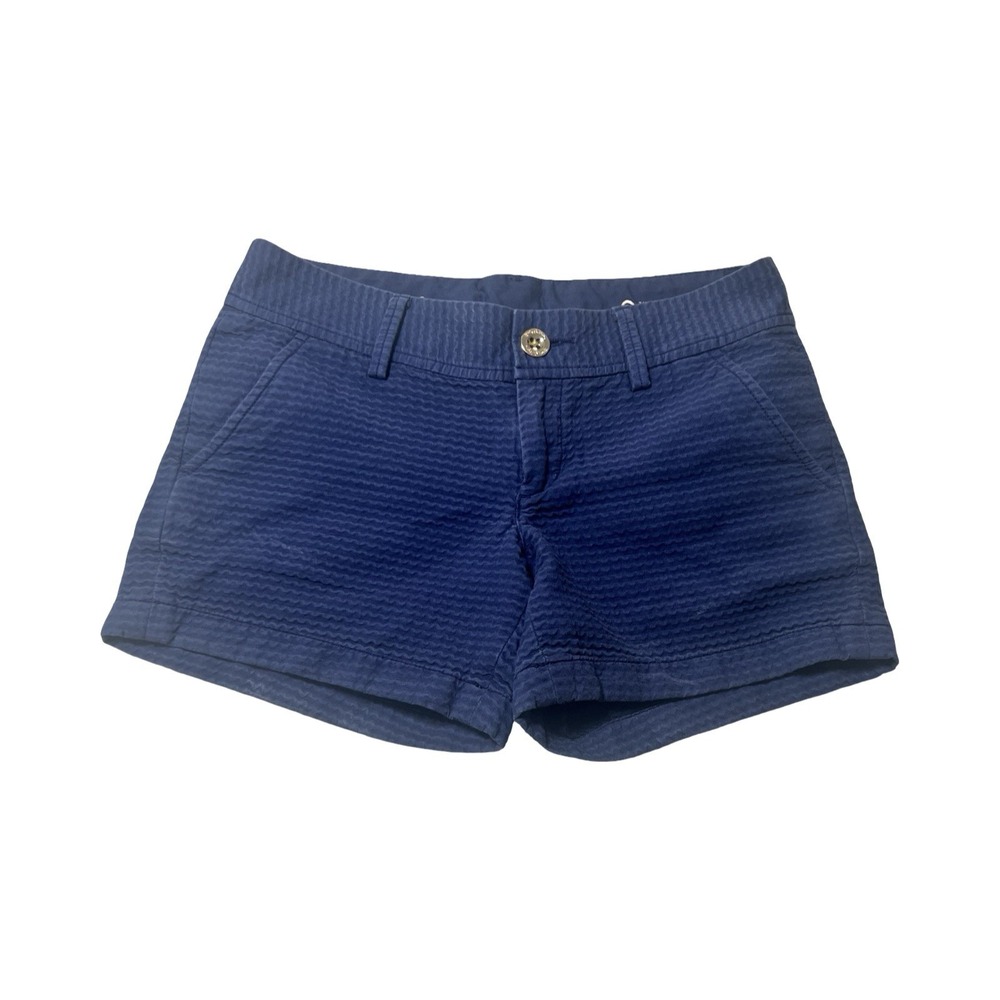 Lilly Pulitzer Navy Blue Callahan Textured Wave Seersucker Shorts Size 0 22119